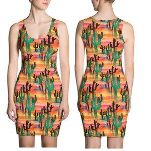 Cactus desert print bodycon dress, Etsy